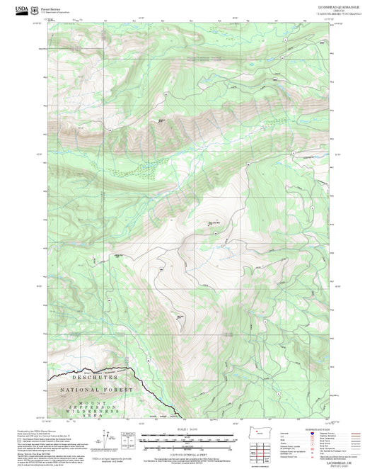 2025 Forest Service Topo Map of Lionshead Oregon