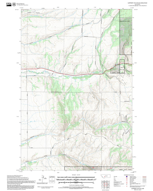 2025 Forest Service Topo Map of Lippert Gulch Montana