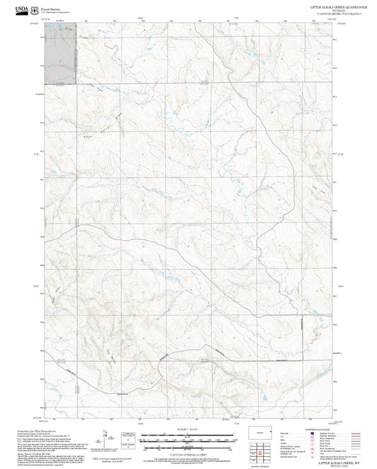 2025 Forest Service Topo Map of Little Alkali Creek Wyoming