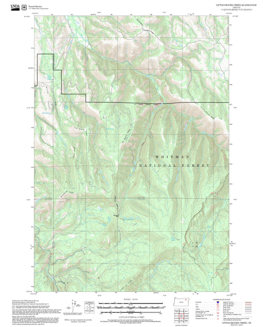 2025 Forest Service Topo Map of Little Beaver Creek Oregon