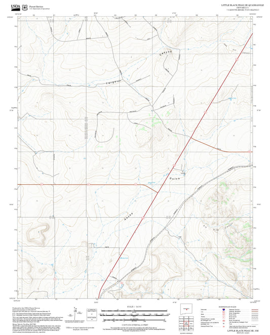 2025 Forest Service Topo Map of Little Black Peak NE New Mexico