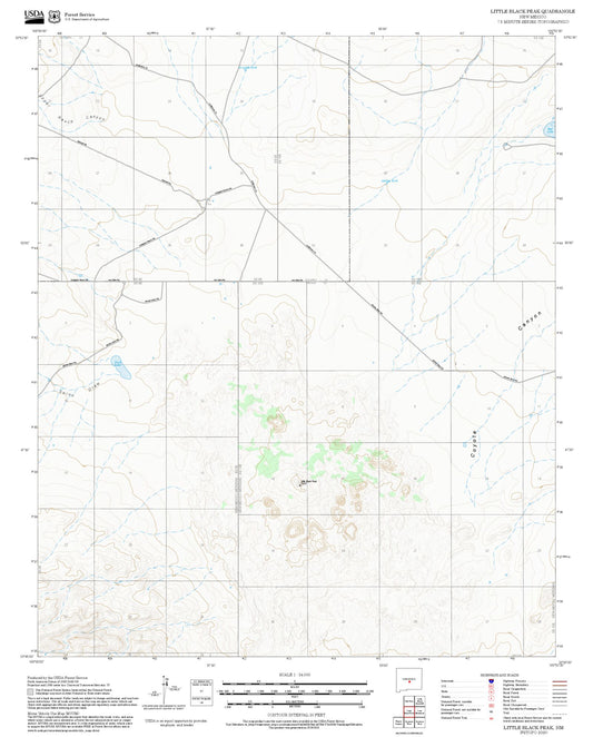 2025 Forest Service Topo Map of Little Black Peak New Mexico