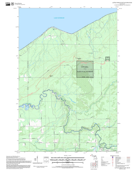 2025 Forest Service Topo Map of Little Girls Point Michigan