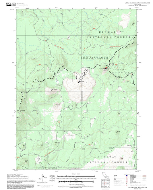 2025 Forest Service Topo Map of Little Glass Mountain California