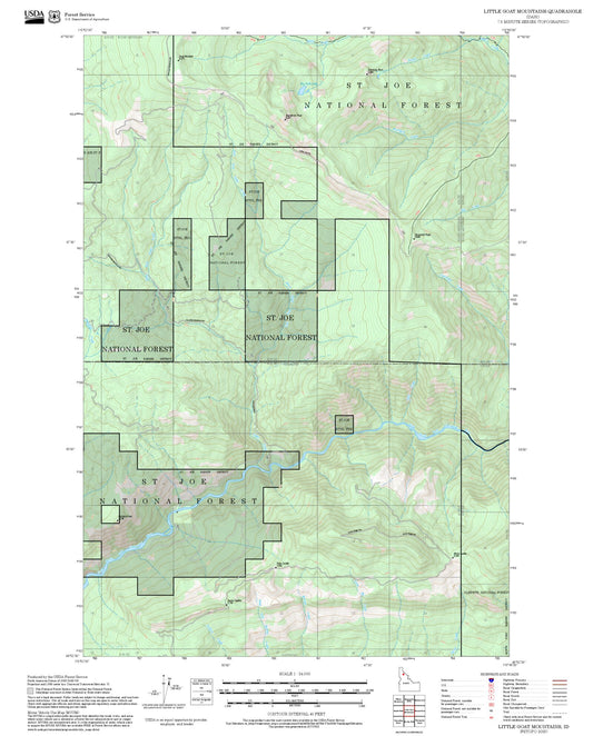 2025 Forest Service Topo Map of Little Goat Mountains Idaho