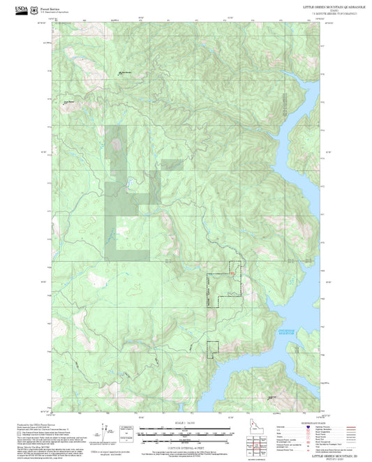 2025 Forest Service Topo Map of Little Green Mountain Idaho