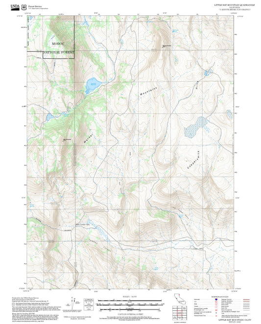 2025 Forest Service Topo Map of Little Hat Mountain California