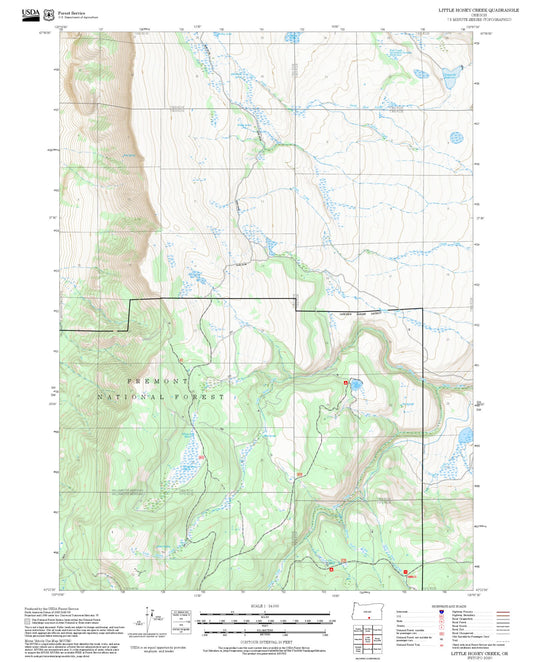 2025 Forest Service Topo Map of Little Honey Creek Oregon