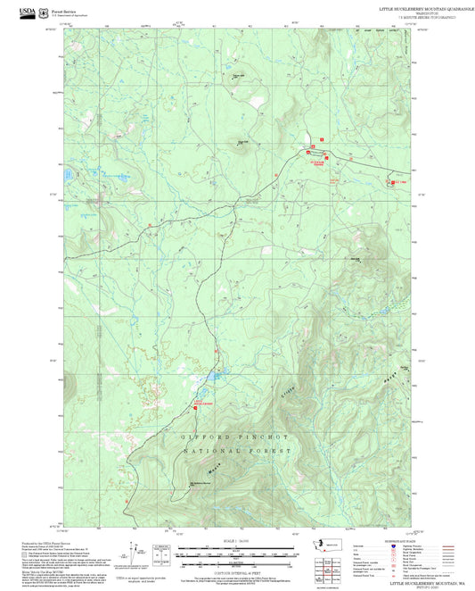 2025 Forest Service Topo Map of Little Huckleberry Mountain Washington