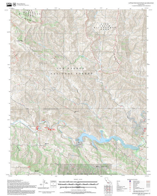2025 Forest Service Topo Map of Little Pine Mountain California