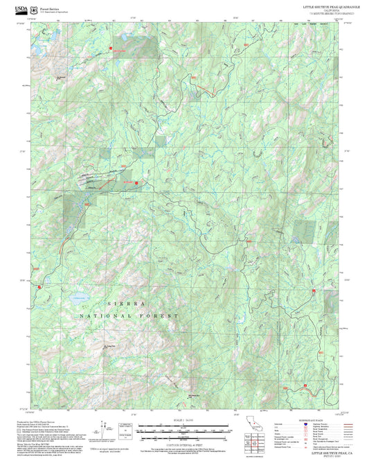 2025 Forest Service Topo Map of Little Shuteye Peak California