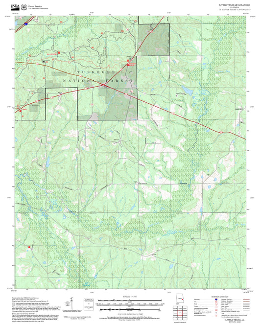2025 Forest Service Topo Map of Little Texas Alabama