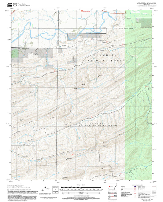 2025 Forest Service Topo Map of Little Texas Arkansas
