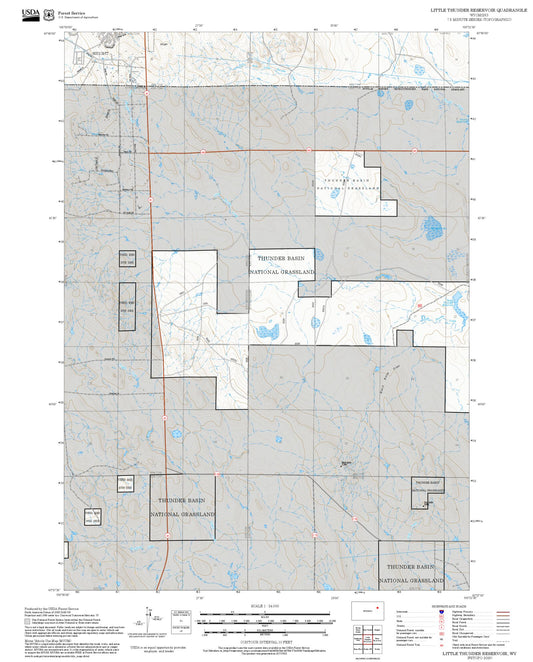 2025 Forest Service Topo Map of Little Thunder Reservoir Wyoming