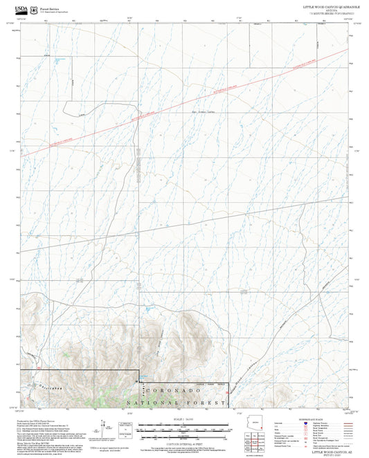 2025 Forest Service Topo Map of Little Wood Canyon Arizona
