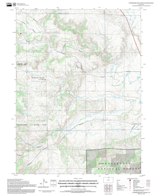2025 Forest Service Topo Map of Livermore Mountain Colorado