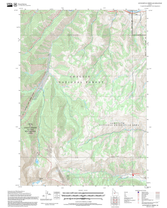 2025 Forest Service Topo Map of Livingston Creek Idaho