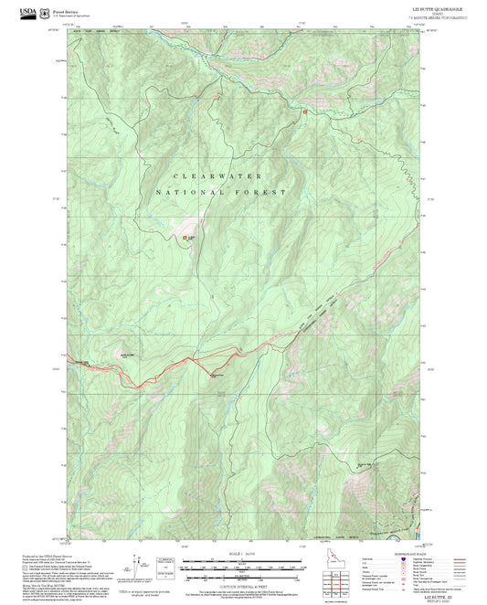 2025 Forest Service Topo Map of Liz Butte Idaho