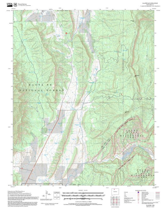 2025 Forest Service Topo Map of Llaves New Mexico