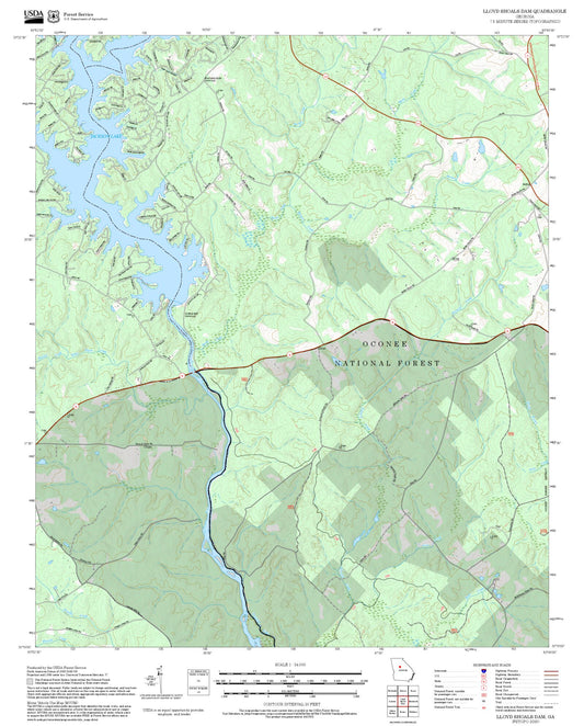 2025 Forest Service Topo Map of Lloyd Shoals Dam Georgia