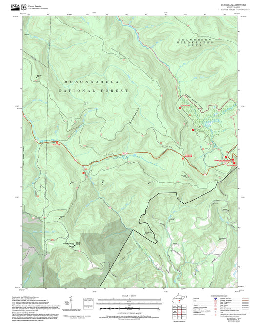 2025 Forest Service Topo Map of Lobelia West Virginia