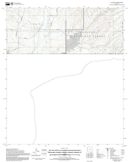 2025 Forest Service Topo Map of Lochiel Arizona