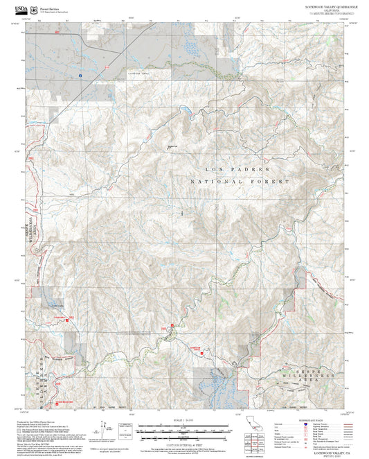 2025 Forest Service Topo Map of Lockwood Valley California