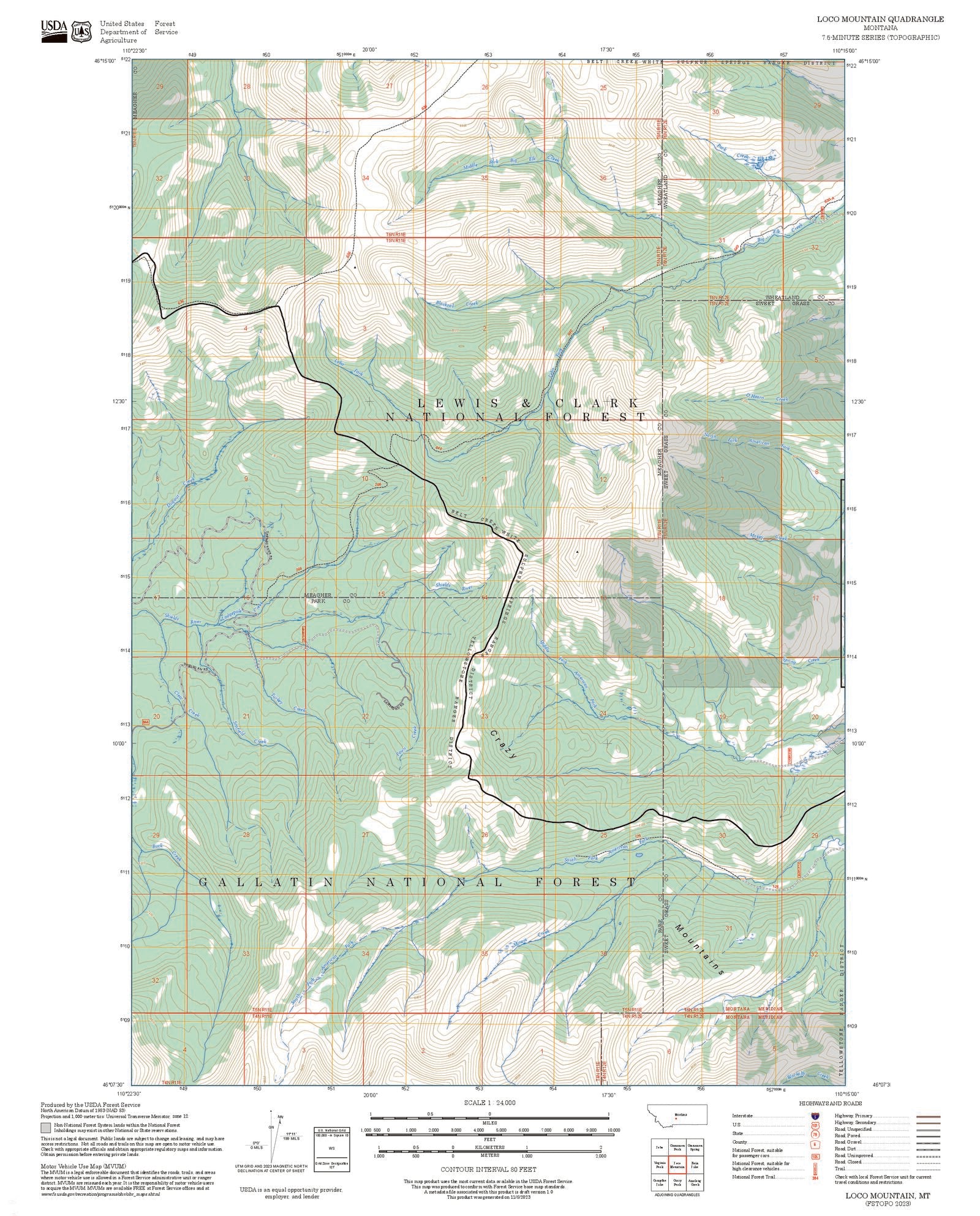 2025 Forest Service Topo Map of Loco Mountain Montana – MyTopo Map Store