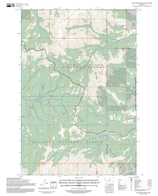 2025 Forest Service Topo Map of Loco Mountain Montana