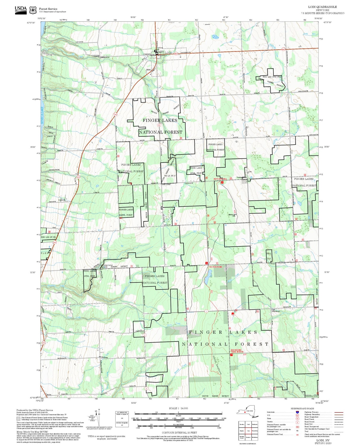 2025 Forest Service Topo Map of Lodi New York