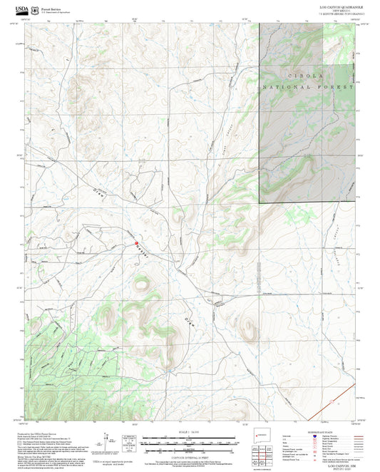 2025 Forest Service Topo Map of Log Canyon New Mexico