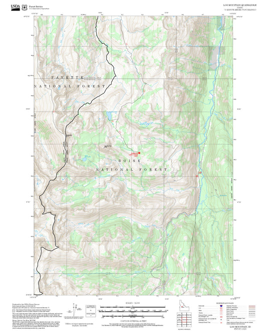 2025 Forest Service Topo Map of Log Mountain Idaho