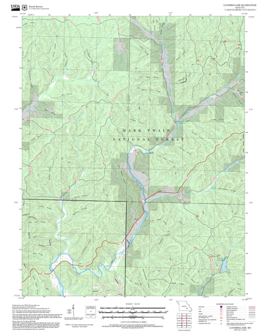 2025 Forest Service Topo Map of Loggers Lake Missouri