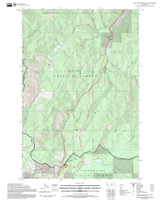 2025 Forest Service Topo Map of Lolo Hot Springs Montana