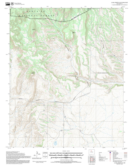 2025 Forest Service Topo Map of Loma Creston New Mexico