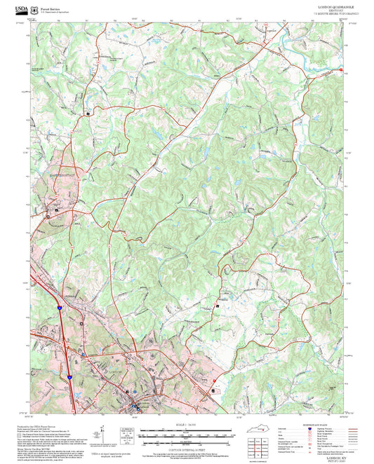 2025 Forest Service Topo Map of London Kentucky