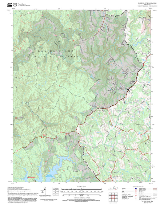 2025 Forest Service Topo Map of London SW Kentucky