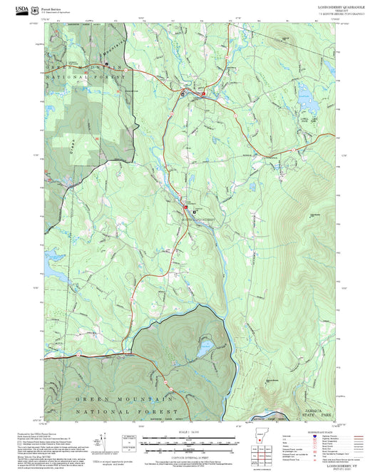 2025 Forest Service Topo Map of Londonderry Vermont