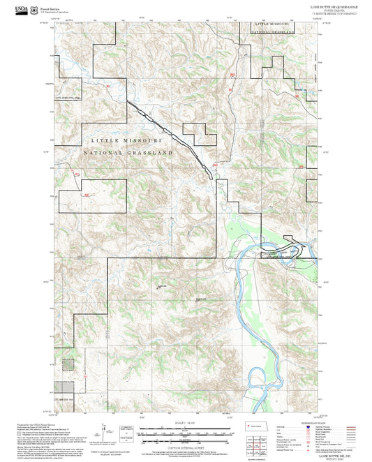 2025 Forest Service Topo Map of Lone Butte NE North Dakota