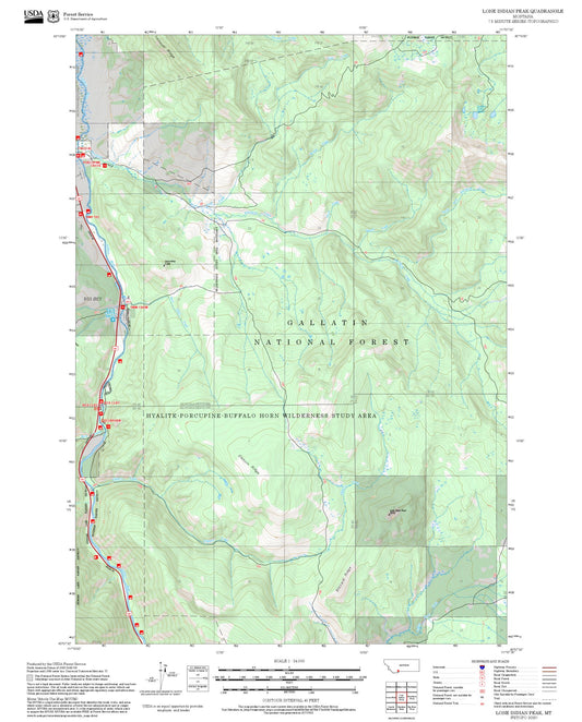 2025 Forest Service Topo Map of Lone Indian Peak Montana