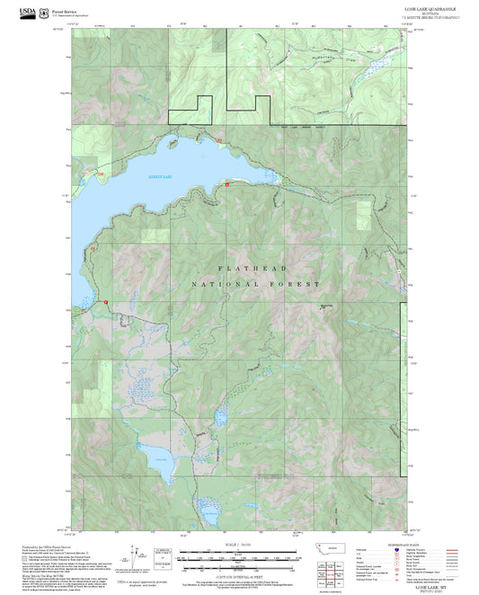 2025 Forest Service Topo Map of Lone Lake Montana