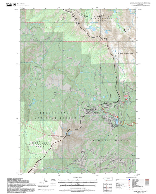 2025 Forest Service Topo Map of Lone Mountain Montana