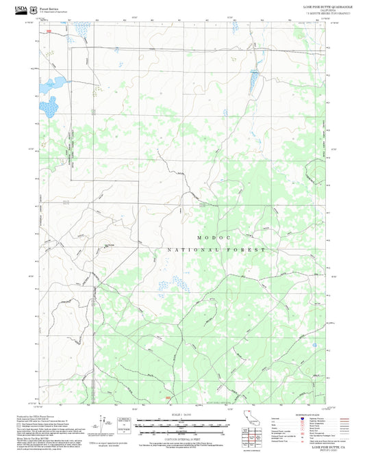 2025 Forest Service Topo Map of Lone Pine Butte California