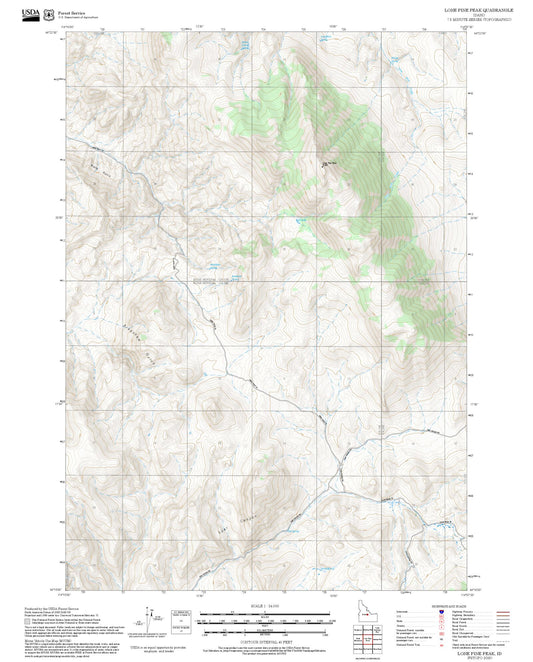 2025 Forest Service Topo Map of Lone Pine Peak Idaho