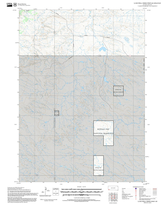 2025 Forest Service Topo Map of Lone Well Creek West South Dakota