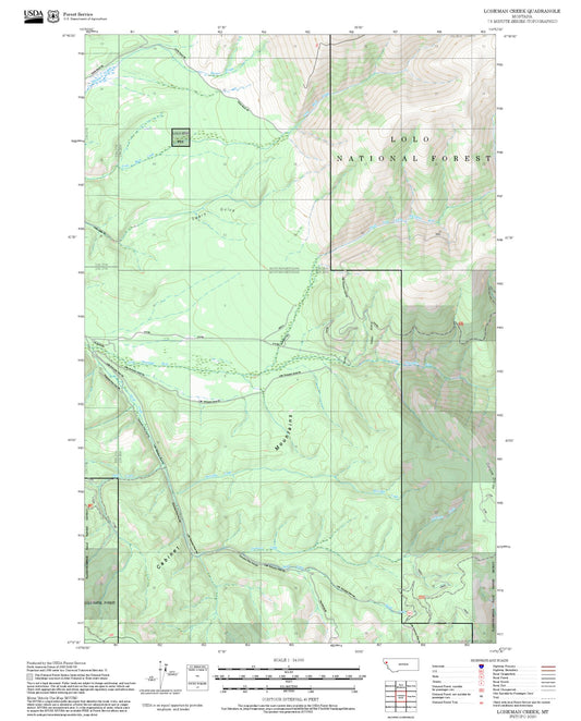 2025 Forest Service Topo Map of Loneman Creek Montana
