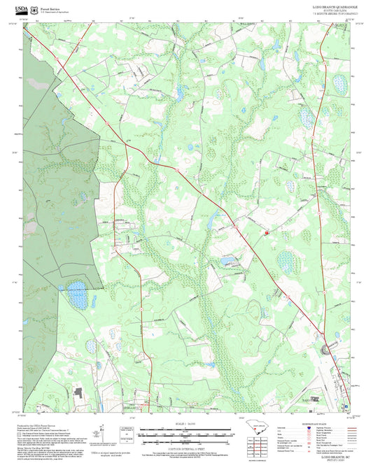 2025 Forest Service Topo Map of Long Branch South Carolina