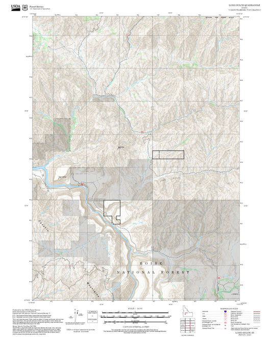2025 Forest Service Topo Map of Long Gulch Idaho