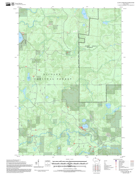 2025 Forest Service Topo Map of Long Lake SE Wisconsin
