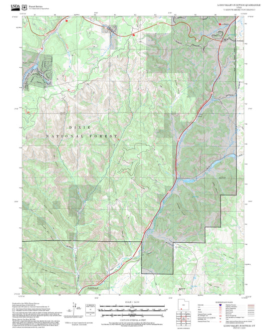 2025 Forest Service Topo Map of Long Valley Junction Utah